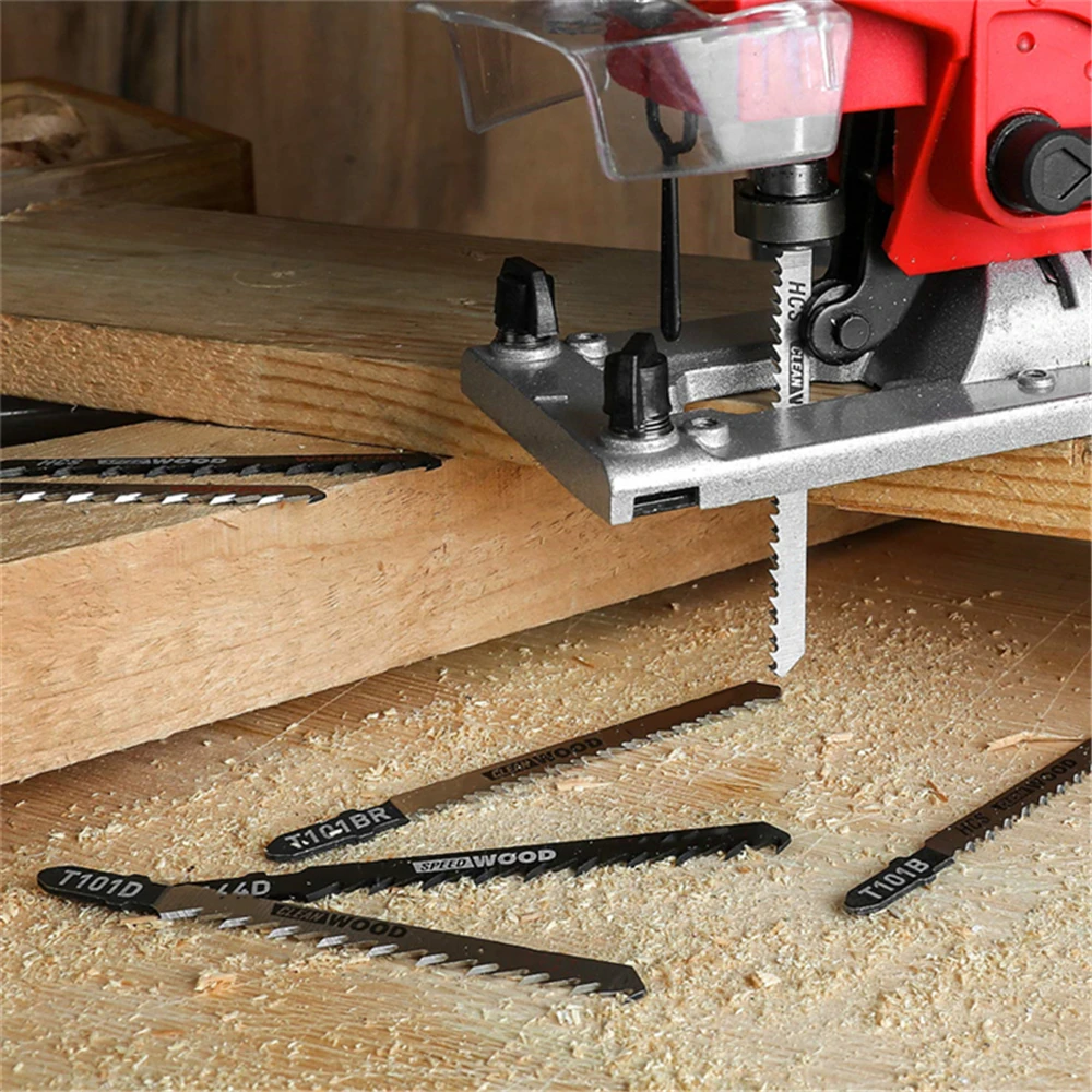 POLIWELL 30 piezas T101D T101BR T144D juego de cuchillas de sierra para carpintería t-shank Cr-V hoja de sierra para bricolaje de corte de madera rápido y limpio