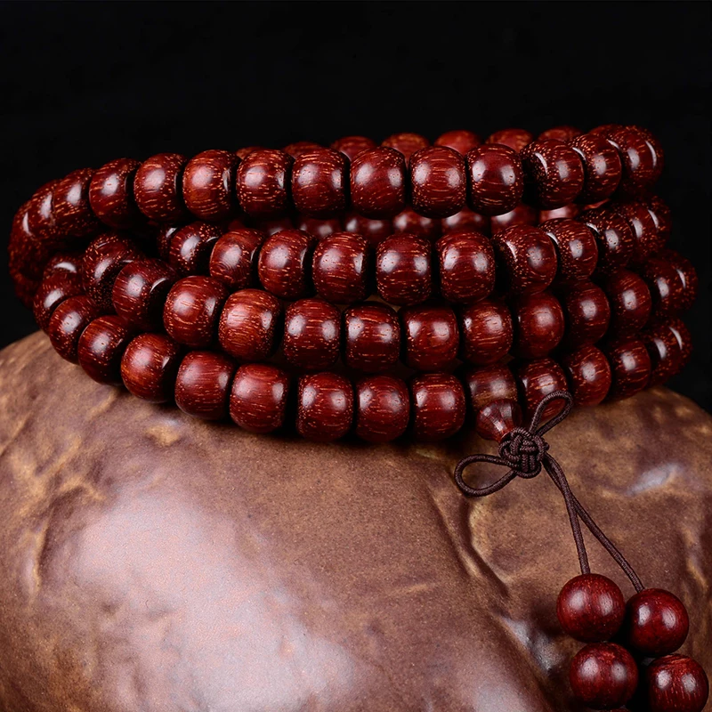 JoursNeige Natural Lobular Red Sandalwood Bracelets 108 Beads  Multilayer Authentic Old Material Sandalwood Tibet Jewelry