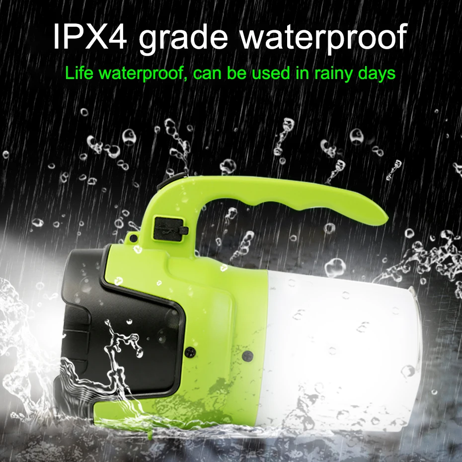 LED Flashlight Rechargeable 10W Portable Spotlight Lantern Searchlight Waterproof Hunting Built-in Battery Outdoor Camping