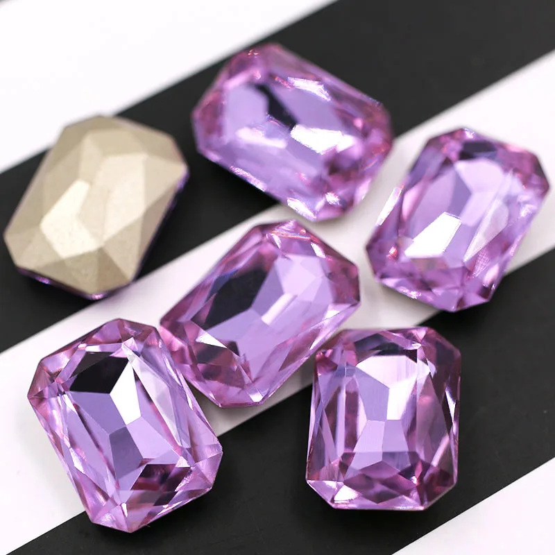 New Violet Rectangular octagonal shape pointback crystal strass K9 glass rhinestones for clothing shoes bags Accessories image 2