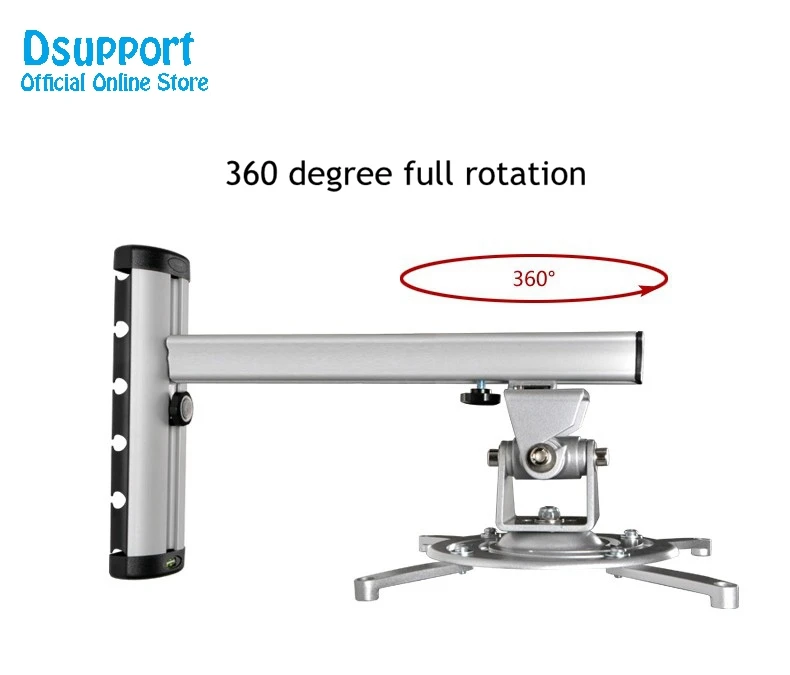 PR03 Liga de alumínio 360 graus projetor montagem na parede movimento completo retrátil universal projetor cabide suporte