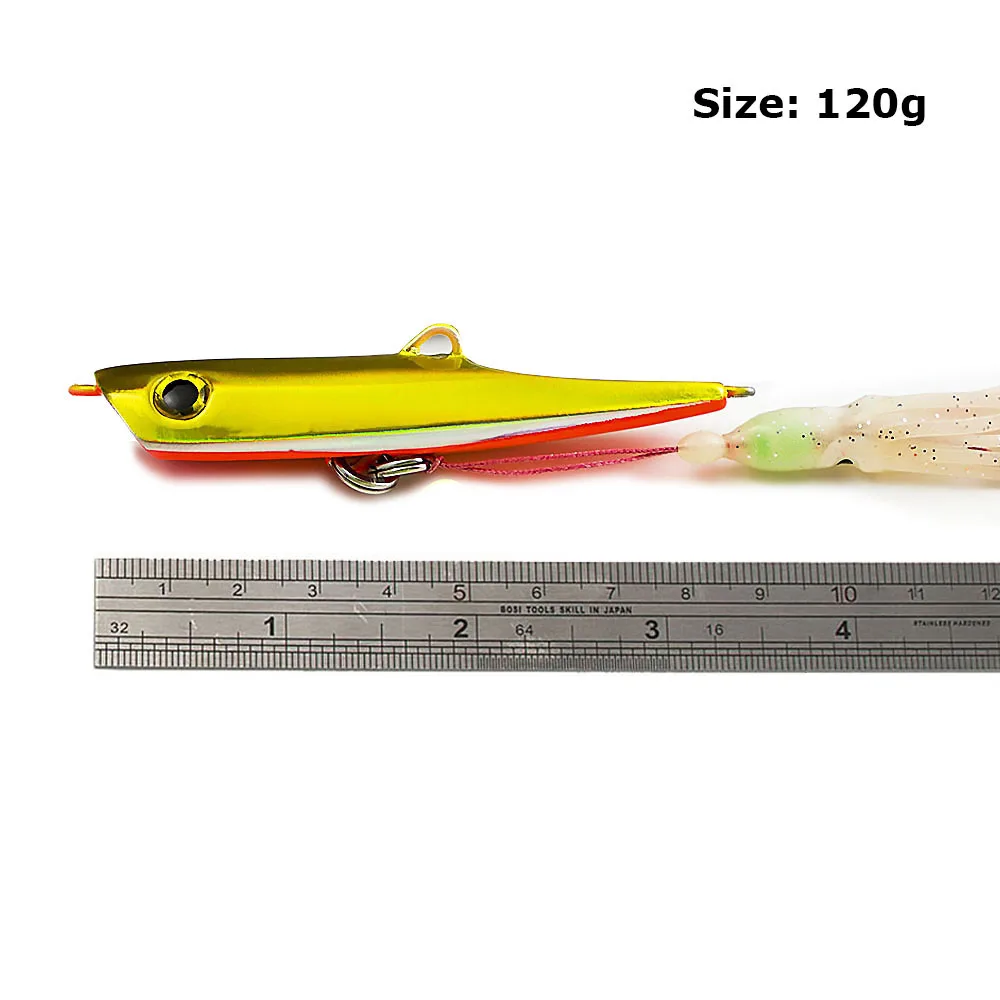 3pcs 120g 4.3oz  Japan Inchiku Jigs with Octopus Assist Hook, Squid Jigging, Saltwater Bottom Ship Snapper Fishing Lure