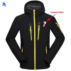 Customize LOGO Waterproof Windproof Hiking Clothing Warm Fleece Winter Hooded Softshell Jacket Men Skiing Fishing Hunting Coat