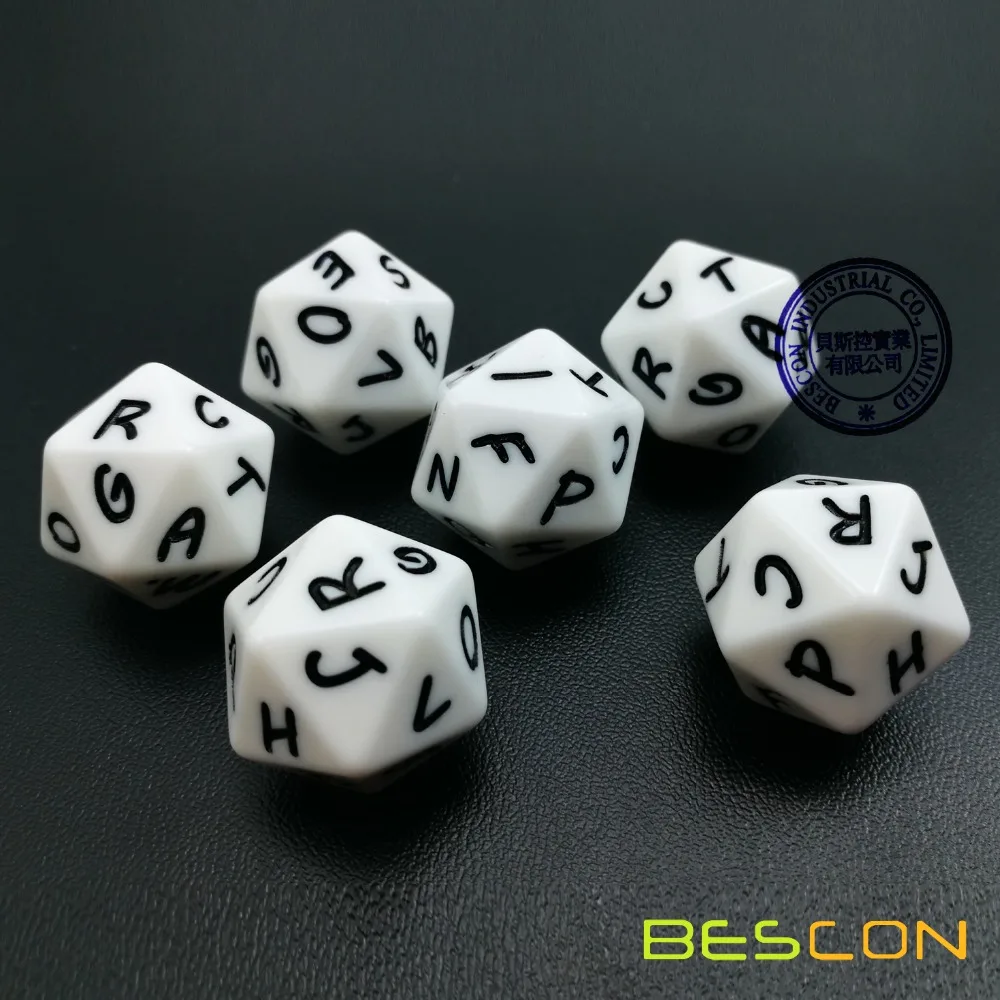 Bescon Alphabet Dice 20 Faces A-T Uppercase, 20 Sides Letter Dice, 3pcs Set