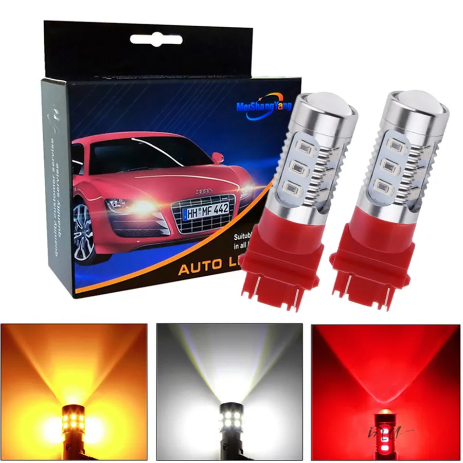 

led Bulbs 3056 3156 3057 3157 p27/7w T25 Cree LED Chips -For car Rear Brake Lights Turn Signal Tail Lamps - Yellow/Amber