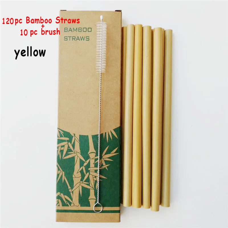 

120pc Natural Bamboo Drinking Straws Eco-Friendly Sustainable Bamboo Straws Reusable Straws with Straw Cleaner and paper box