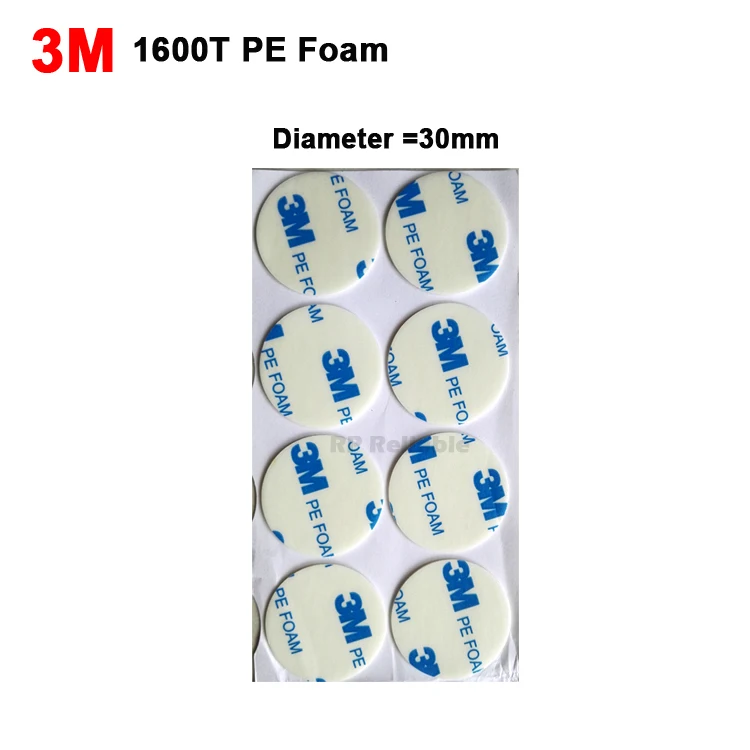 

20pcs 3M 1600T White Double Sided Adhesive PE Foam Gasket Circle 1.1mm Thick, Diameter = 30mm Round