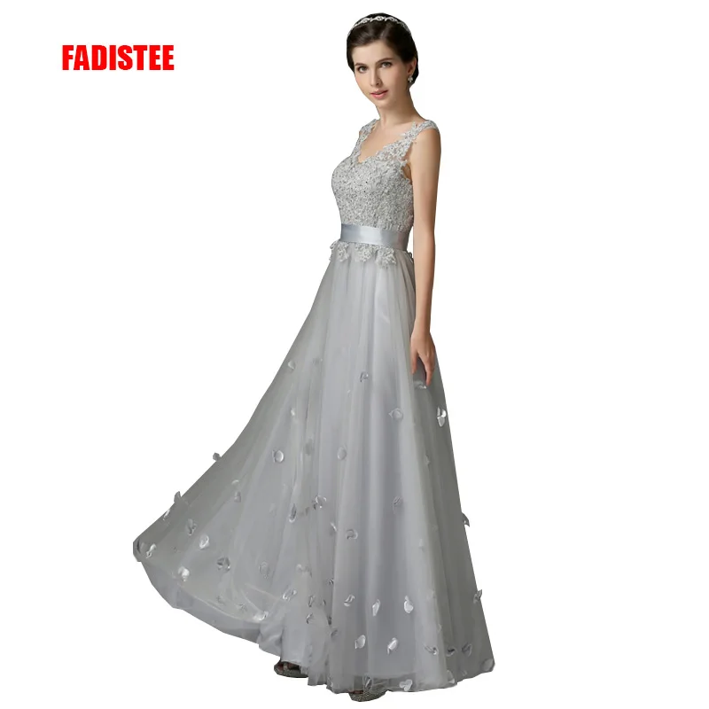 

FADISTEE New arrival elegant evening dress prom party dresses appliques dress A-line flowers lace-up long style dress