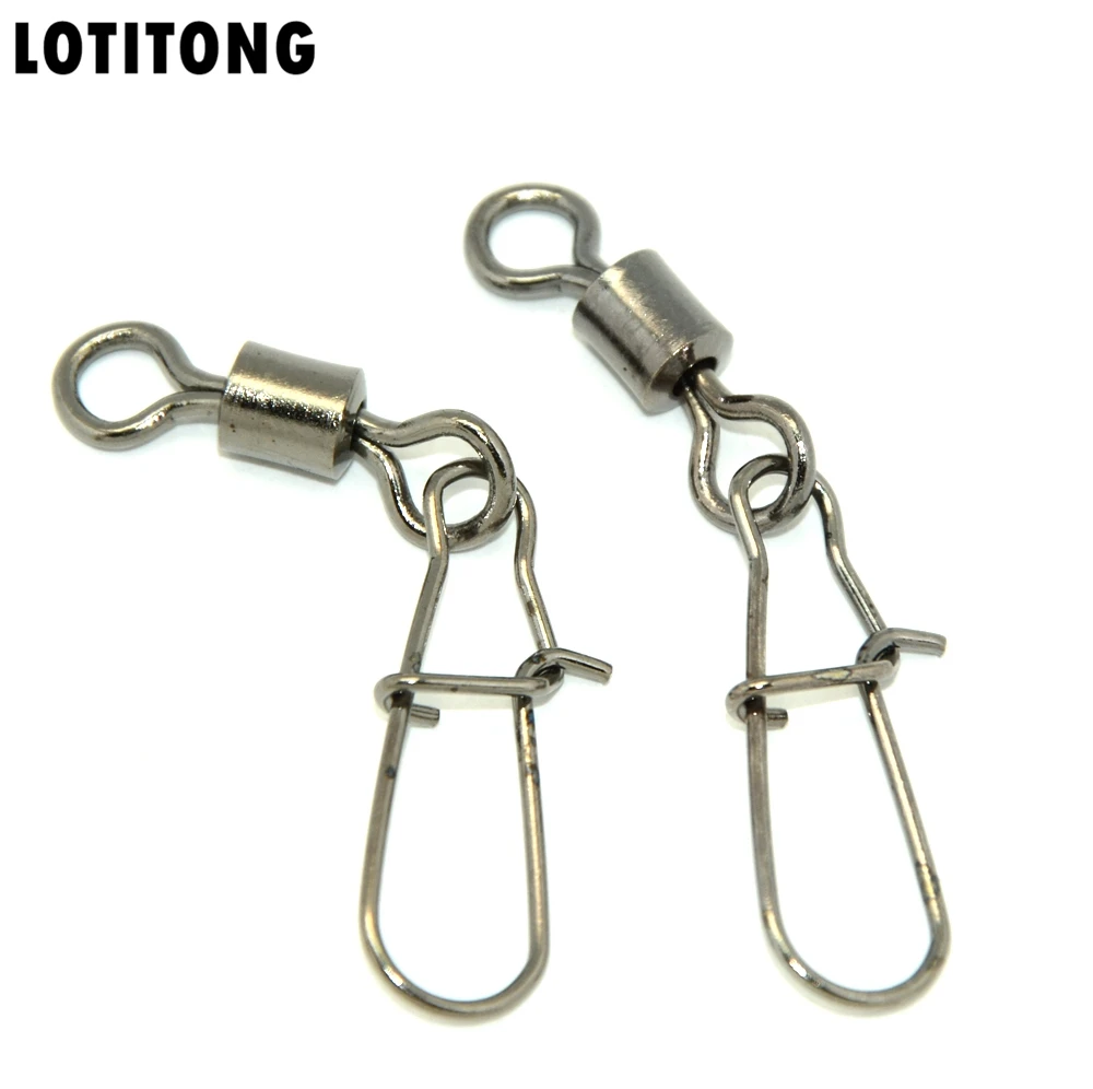 

LOTITONG 30pcs Rolling Fishing Swivel With Snap Stainless Steel Brass Swivel Fishing Lure Hook Connector Fishing Accessories