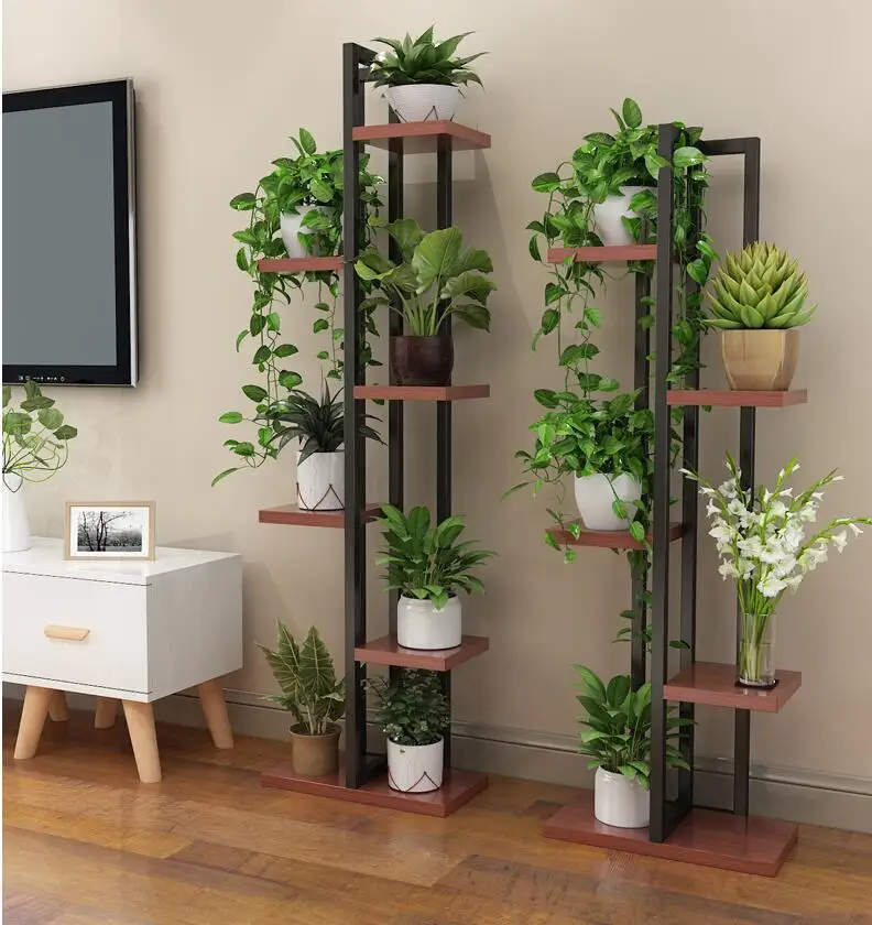 Orchid shelf of green lotus, living room bedroom flower shelf, multi-storey indoor iron balcony flower shelf