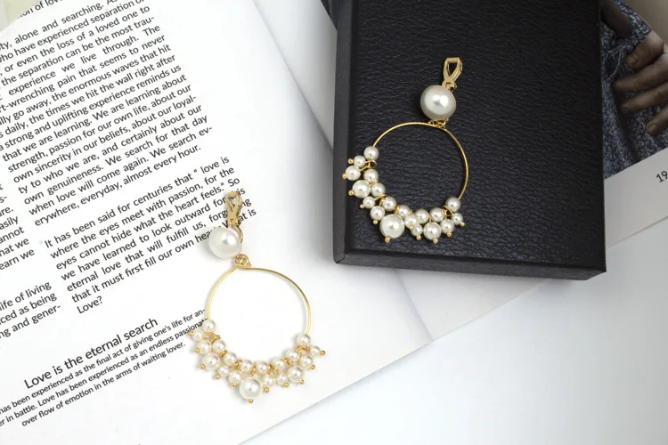 New Female Flower Long Pearl Tassel Clip Earrings Jewelry Fashion Woman Earrings 2019 Fine Jewelry Accessories Earrings