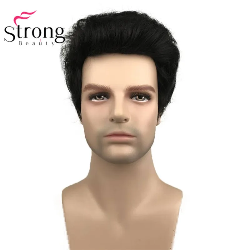 StrongBeauty Black Short Men\'s Wigs Synthetic Full Wig for Men