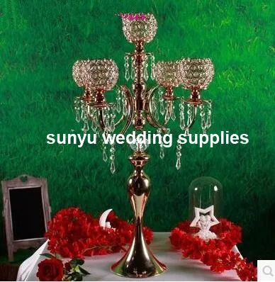 New style Wedding Crystal Candle Holder Centerpieces Crystal Votive Candle Holder 5 arms candelabra senyu0161