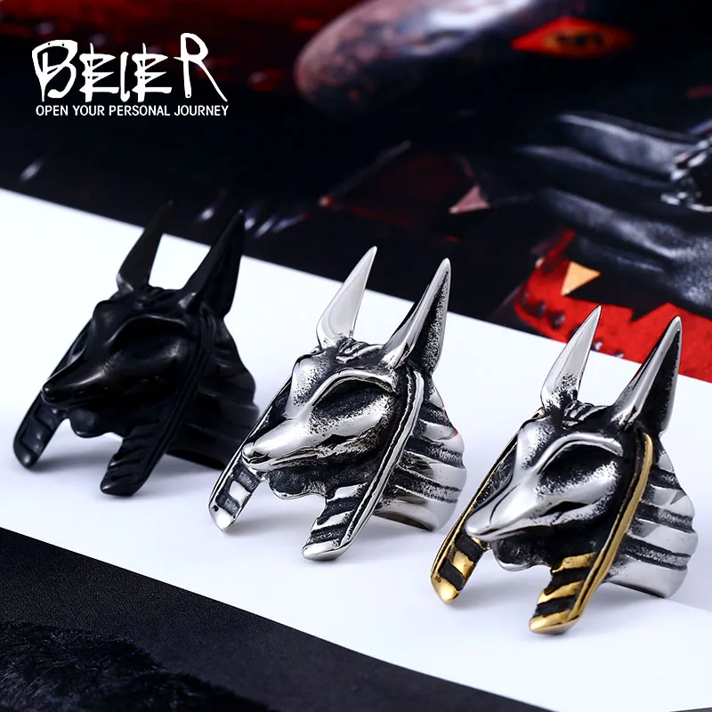 Beier  316L  Stainless Steel ring  The Kaen Chronicles new arrival  Anubis ring for men Fashion Jewelry  LLBR8-363R