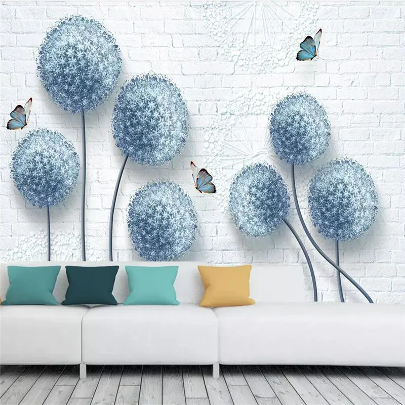 Custom Mural Wallpaper Modern Minimalist Fresh Dandelion Nordic Tv  Background Wall