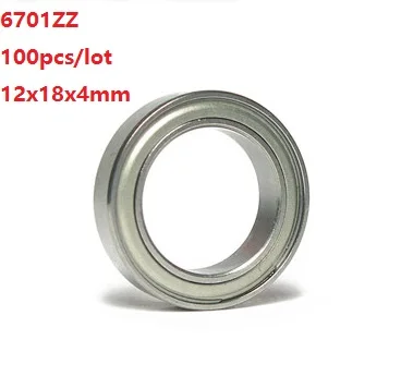 100pcs/lot 6701ZZ 6701 ZZ 6701Z 12x18x4mm Thin Section Double metal Shielded Deep Groove Ball Bearing 12*18*4mm