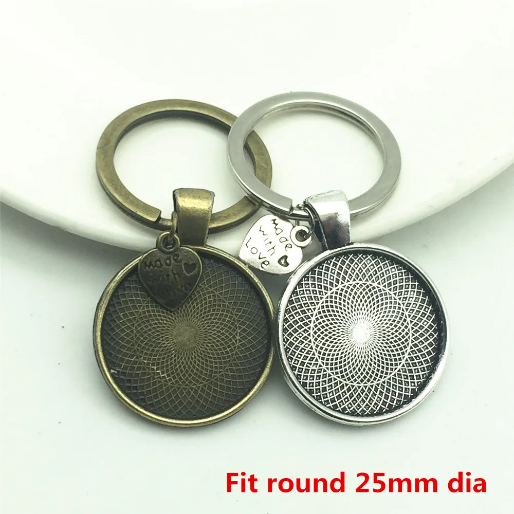 2pcs/lot Metal All Size Key Chain Diy Keyring Blank Cabochon Setting Fit Round Oval Dia Keys Pendant Diy Jewelry Making