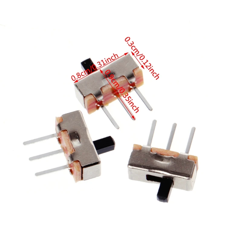 10 шт./компл., 2-позиционное вкл./выкл., SPDT 1P2T, 3-контактная панель PCB, Мини Вертикальный скользящий переключатель SS12D00G3