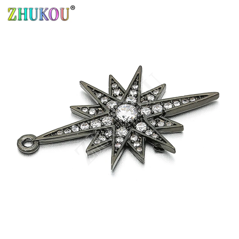 18*31mm Brass Cubic Zirconia Star Charms Pendants DIY Jewelry Bracelet Necklace Making, Model: VD65
