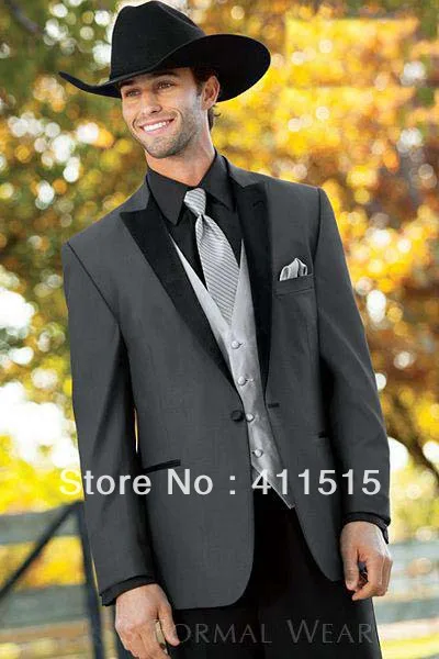 

Free shipping/Charcoal Peak Lapel Groom wear Tuxedos Groomsmen Men Wedding Suits Best man Suits /custom men groom dress vest