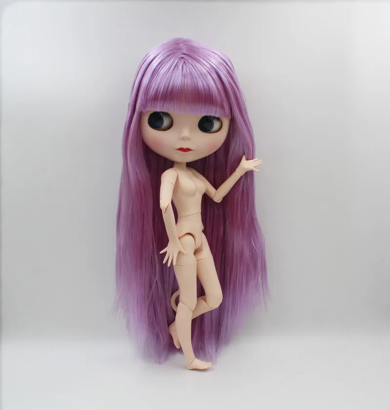 

Blygirl,Blyth doll,Light purple bangs,straight hair, 1/6 nude dolls, 19 joints, a new face shell doll that can make up for her