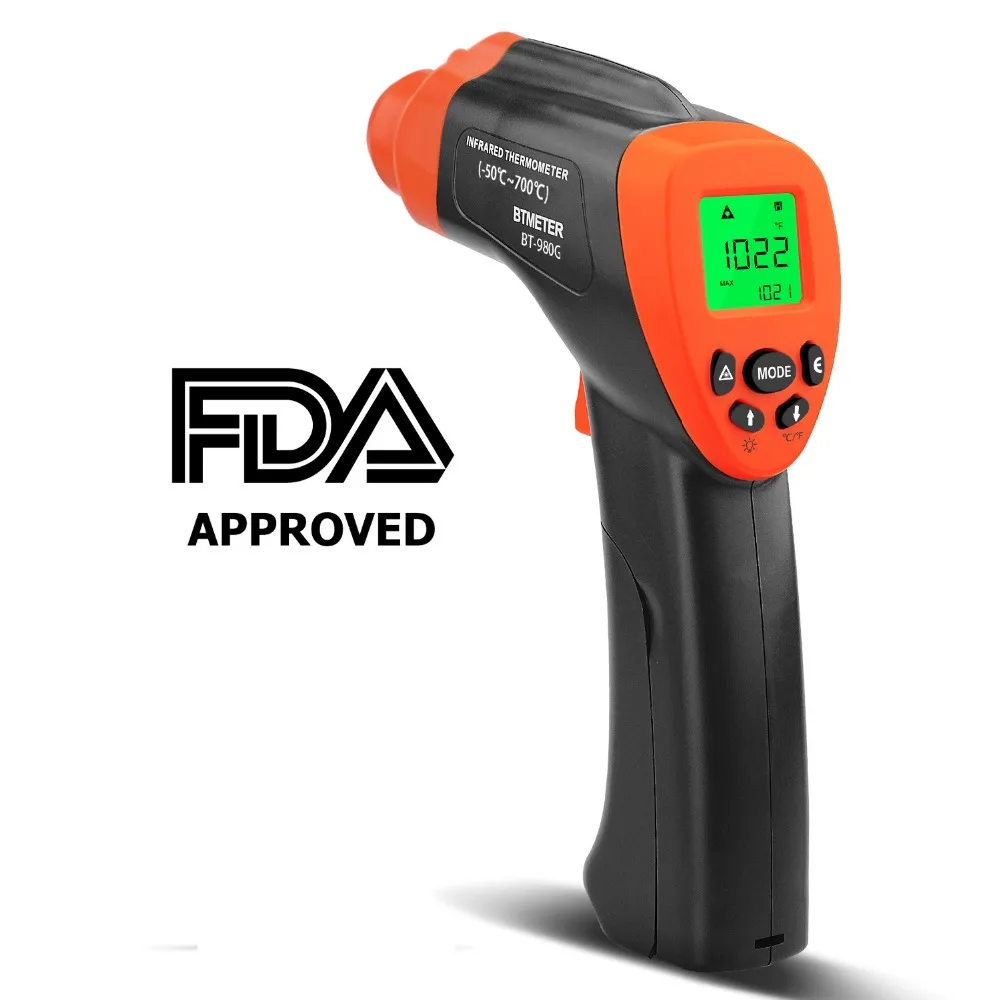 BTMETER BT-980G bezdotykowy cyfrowy termometr na podczerwień wysoka laserowy na podczerwień temperatury pistolet do gotowania w kuchni BBQ