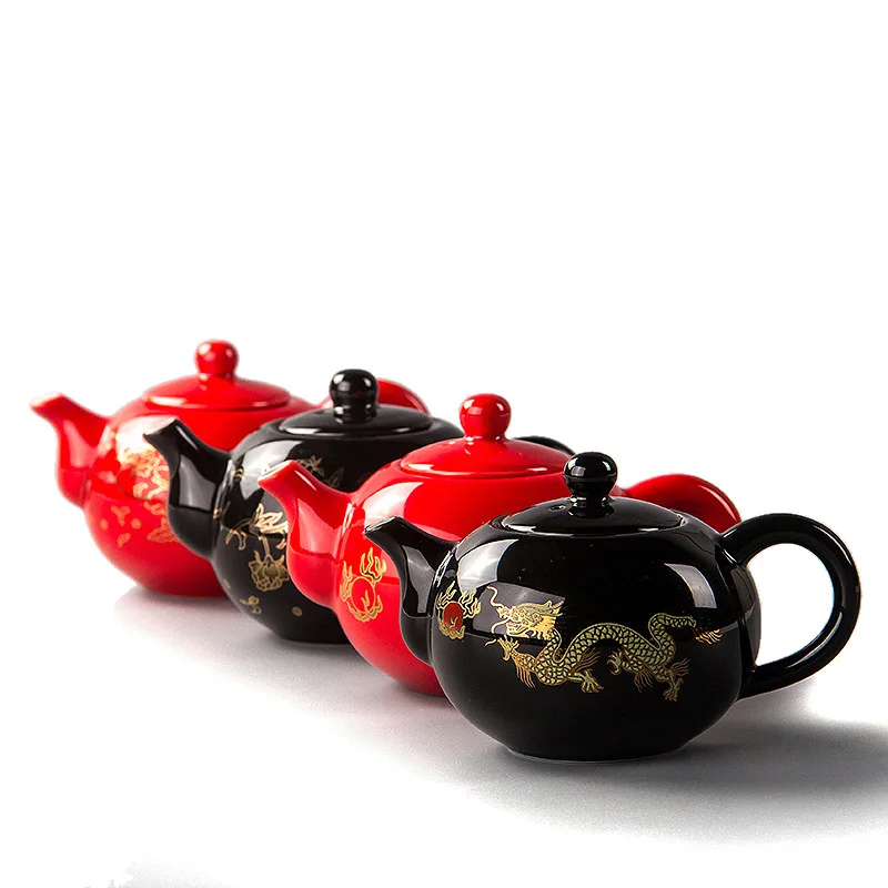 Black Ceramic Tea pot Chinese Dragon TeaPot handmade Teapot easy teapot kettle Ceramic Tea Set Kettle Kung Fu Teaware