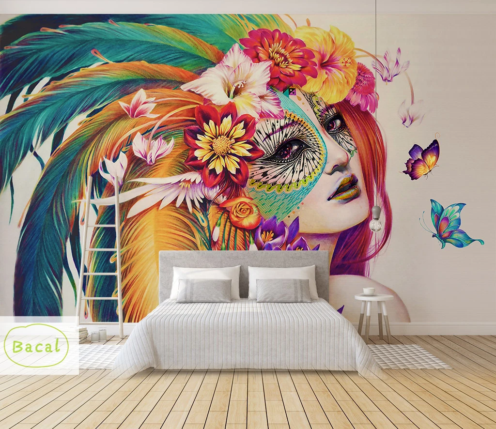 

Bacal Custom Wall Mural Art Wall Painting Modern 3D Watercolor Colourful Beauty Butterfly Photo Wallpaper Murals papel de pared