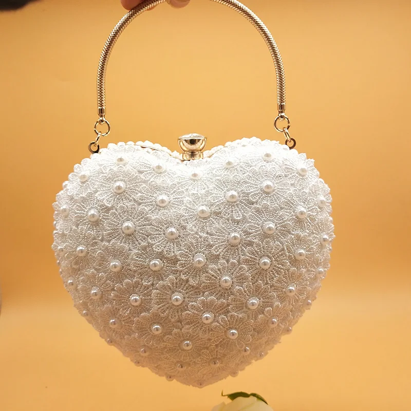 

BaoYaFang White Royal Blue Flower bags heart purse handbags Chain Shoulder bags Fashion Evening bags