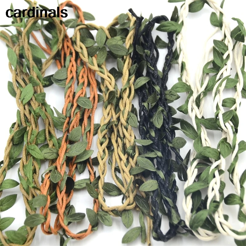 10m Vine Leaves Artificial Green Flower Rattan For  Wedding Party Decoration Foliage DIY Home Garland Headband Hair Accessories