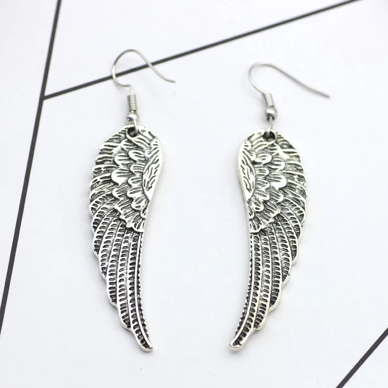 Vintage Angel Wings Earrings For Women Punk Skull Owl Wolf Handcuffs Tai Chi Hexagram Animal Earings Female Ear Jewelry Brincos