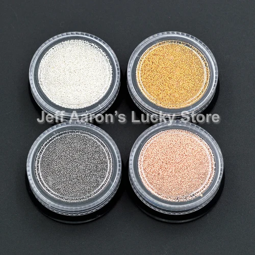 Imagen 2 del producto Cuentas de Caviar para decoración de uñas, accesorios para manicura, suministros para manualidades, herramienta de manualidades, Micro 3D de Metal, 0,6 MM, 1 olla