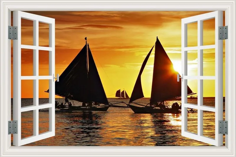 Sticker Bateau 3 Voiles - Autocollant Bateau 3 Voiles