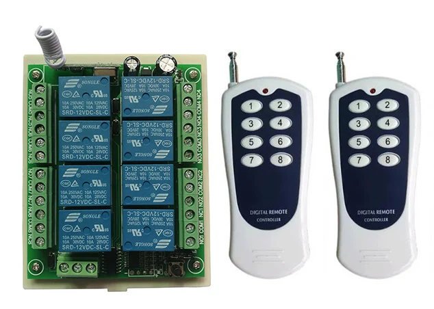 

DC 12V 24V 8 CH Channels 8CH RF Wireless Remote Control Switch System,315/433 MHz Transmitter and Receiver/Garage Doors/ lamp