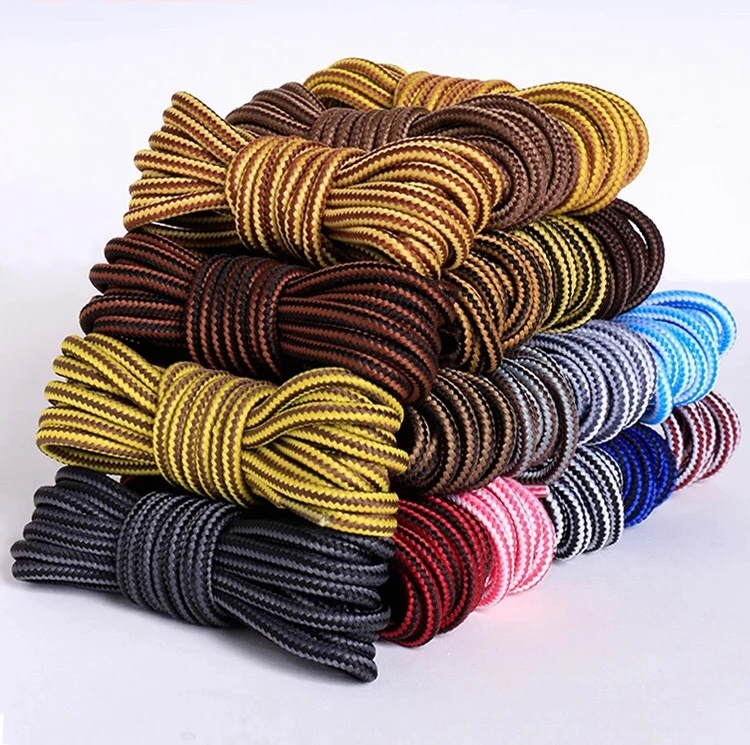 1Pair Round Striped Double Color Shoelaces Unisex Leather Boot Shoe Laces Outdoor Sport Sneaker Shoelace 70/90/120/150CM Length