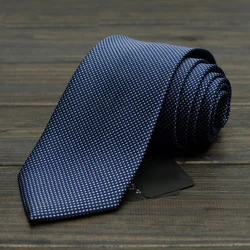 Fashion Hand Tie 8cm Formal Suit Business Jacquard Weave Necktie Meeting Interview Office Wedding Blue Narrow Plaid Ties