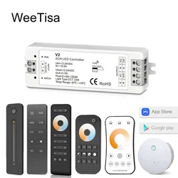 12V LED Dimmer WW CW 2CH 2.4G RF Wireless Remote Smart Wifi DC 24V 12 Volt CCT Controller for CT Single Color LED Strip Light