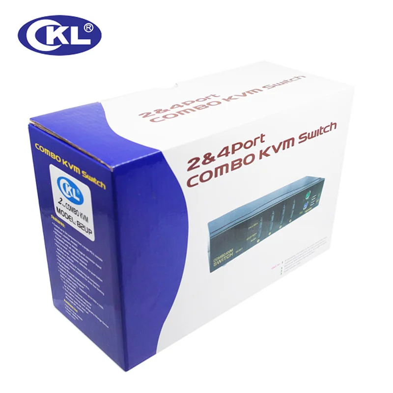 CKL-interruptor KVM de 2 puertos USB 2,0 PS/2 VGA con Cables, compatible con escaneo automático, teclado de Monitor de PC, ratón, DVR, NVR, conmutador de servidor, CKL-82UP