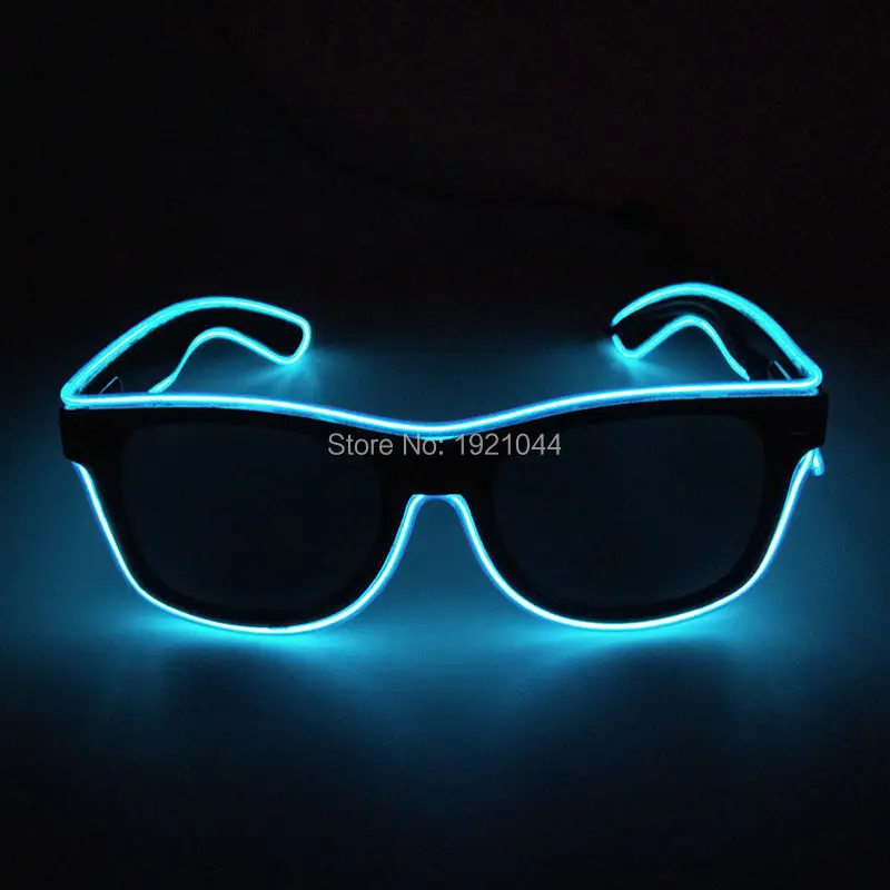 EL Wire LED Sunglasses with Dark Lens, Neon Rope Tube, DC-3V Steady on for Party Decor, New Design Fashion, 10 Colors