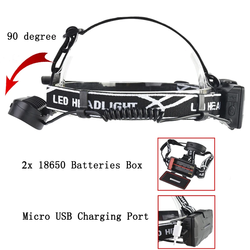 Litwod Z25 faro anteriore lampada 4 * T6 + 2 * COB + 2 * LED rosso torcia torcia torcia faro per la ricerca in campeggio