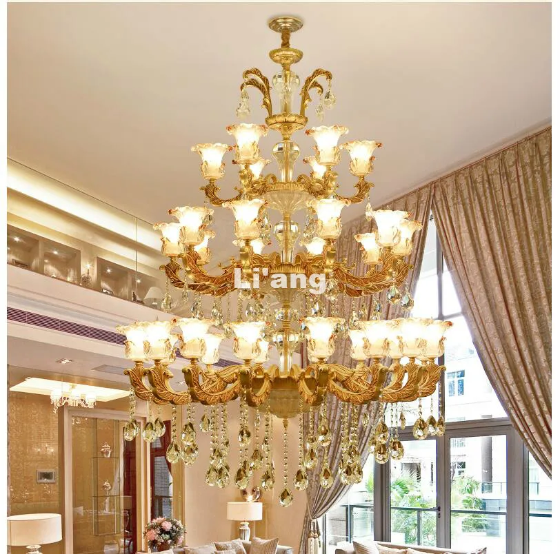 European Modern D135cm Crystal Chandelier Zinc Alloy Brass Lamp Hotel Lamp Restaurant Lamp LED AC Zinc Alloy Crystal Chandelier