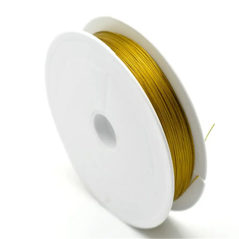 DoreenBeads 1Roll 80M Gold Color Steel Beading Wire Tiger Tail 0.45mm, for DIY Jewelry Making Findings Accessories Wire