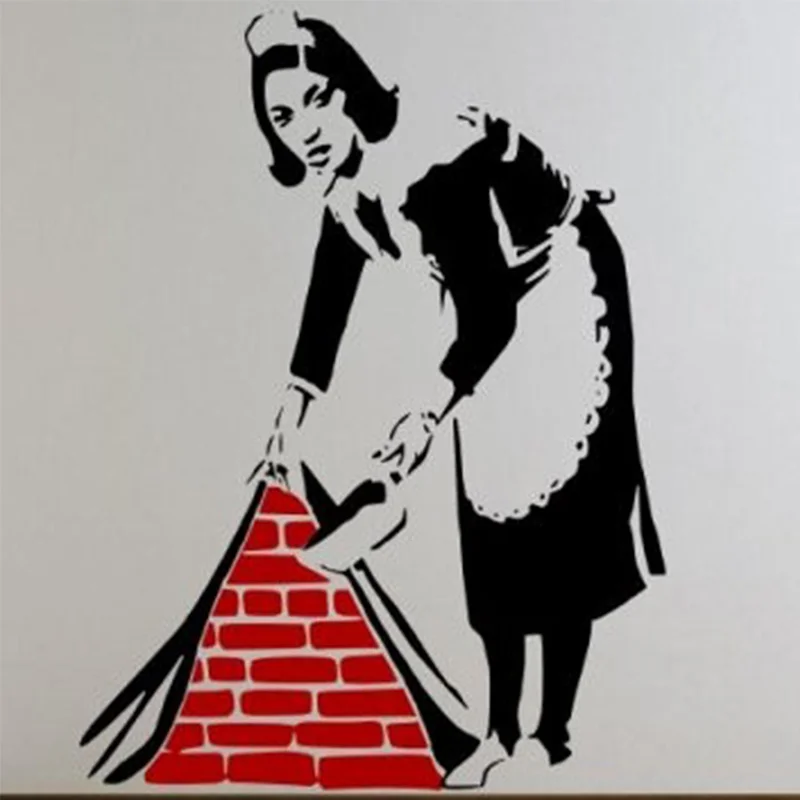 Banksy Maid Comic Picture Wall Sticker Home Decoration Vinyl Wallpaper Adesivo De Parede Wall Stickers Home Decor