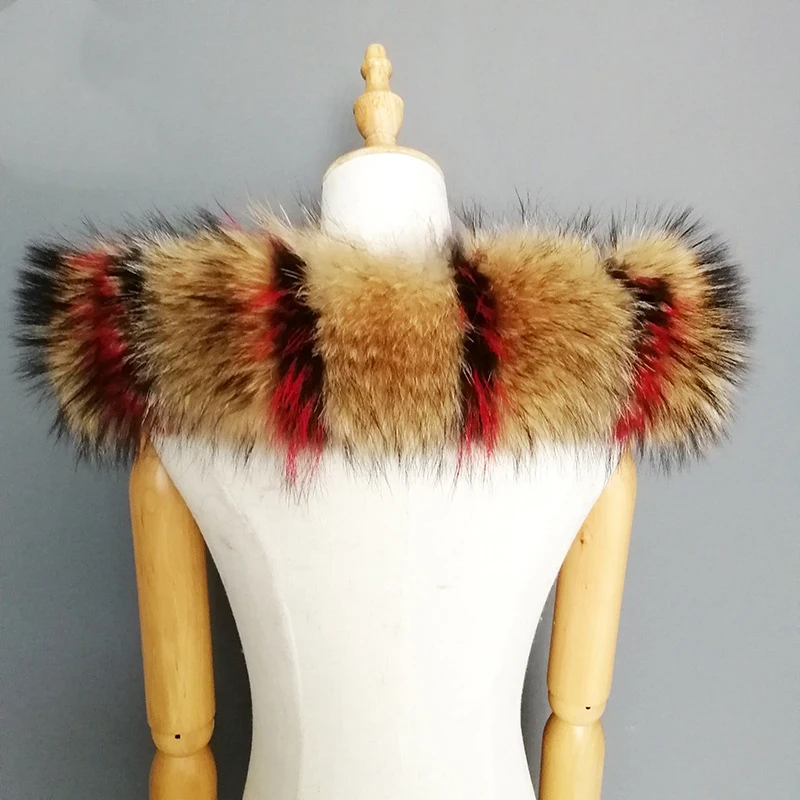 

JKP winter colorful color 100% genuine raccoon fur fur fashion natural warm fur collar large size bib scarf