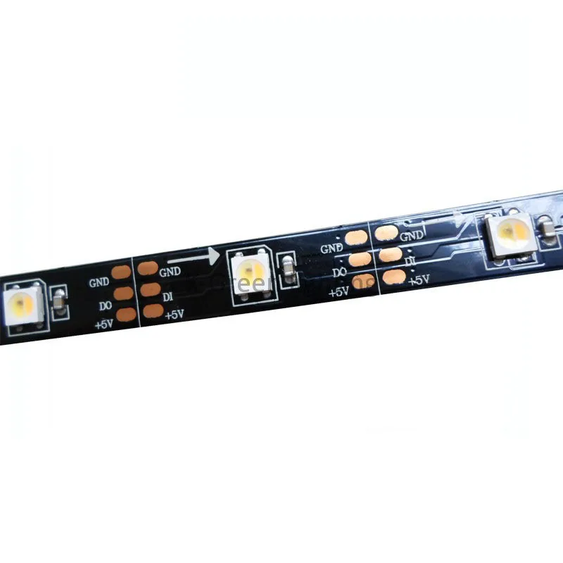 5mX  Programmable SK6812 5050SMD WWA(Warm white/Cool white/Amber) LED Strip Light 30LEDs/m 30IC/m White/BALCK PCB