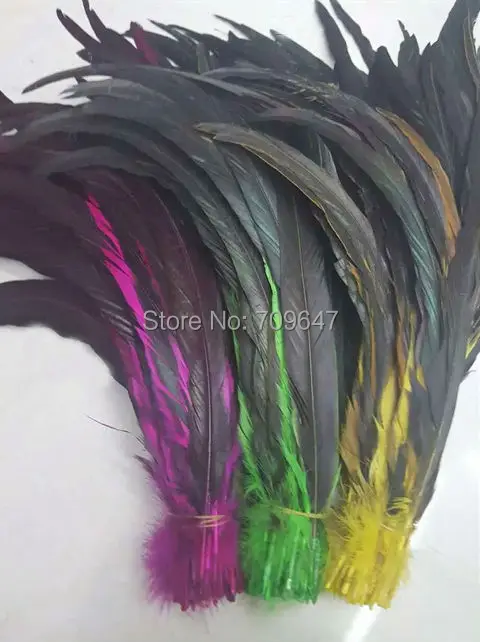 

100pcs/lot!14-16inch 35-40cm long Coque Rooster Tail Feathers dyed Rose/Green/Yellow,long tail feathers for Headdress costumes