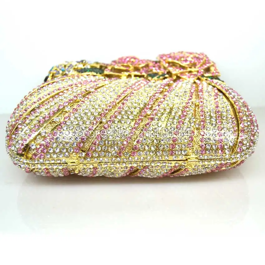 hot selling high quality diamond crystal diamond pink clutch evening bag bride banquet hollow banquet bag luxury party queen Q26