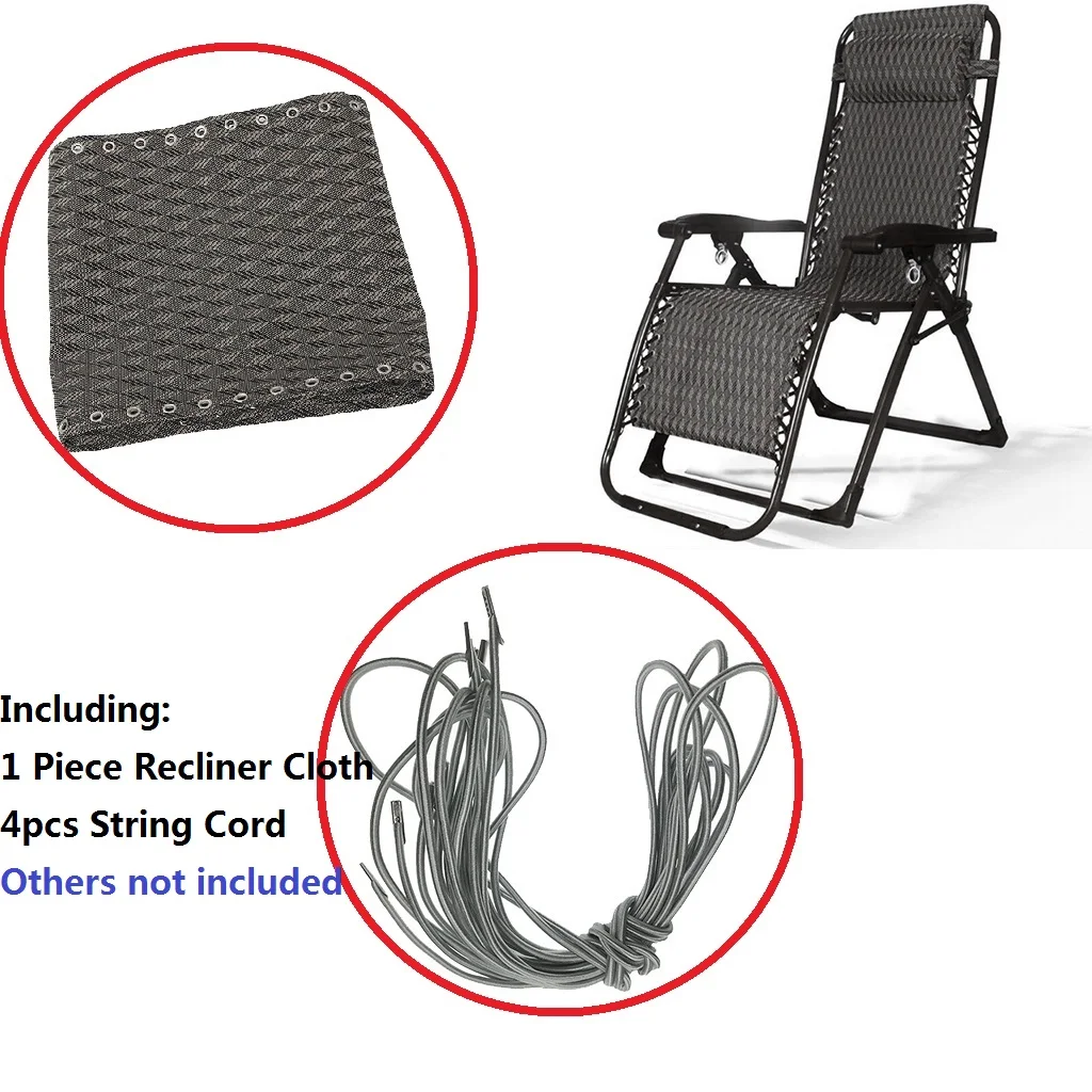 Recliner Fabric Cloth Replacement with Laces for Zero Gravity Fishing Chairs Patio Sling Couch Chair 63x17inch (Gray Rhombus)