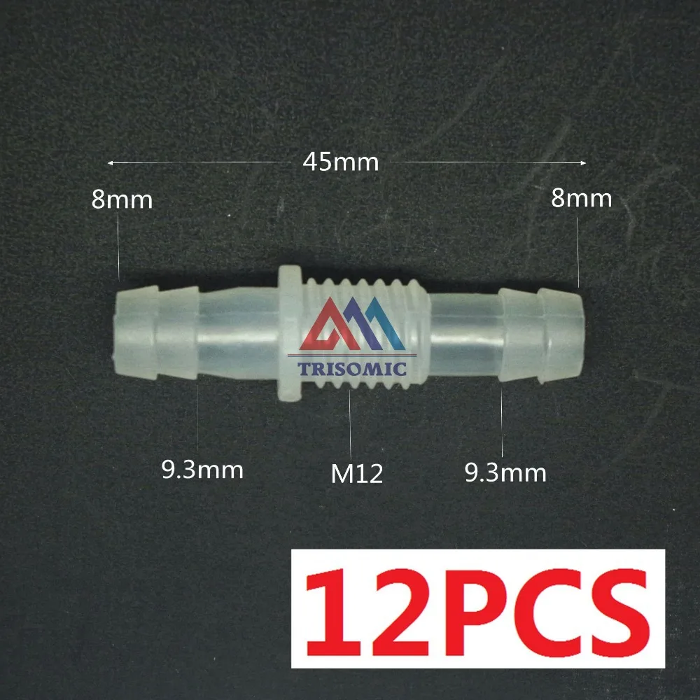 

12 штук 8mm-M12-8mm прямой, Редукционный соединитель пластиковый фитинг колючий редукционный соединитель метрический материал PP