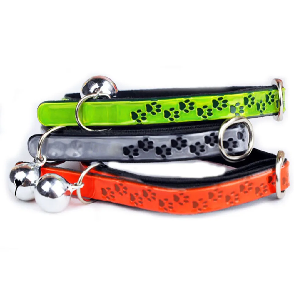 New Puppy Pet Dog Collar Cat Neck Strap Necklace with TPU Material and Soft Cotton Paw Patten Collar with Bell for Pet Dogs Cats